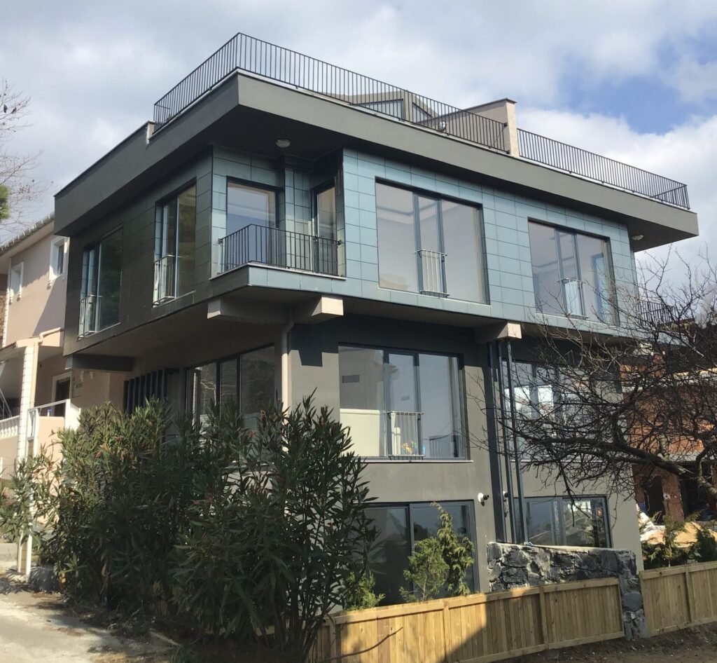 A duplex building with modern design